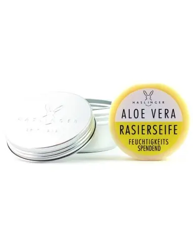 Haslinger Shaving Soap Aloe Vera in Aluminium Case 60gr 6897 Haslinger