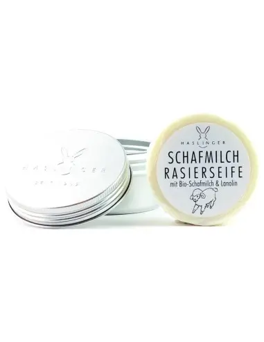 Haslinger Shaving Soap Sheepmilk & Lanolin in Aluminium Case 60gr 10107 Haslinger Traditional Shaving Soaps €6.90 -10%€5.57