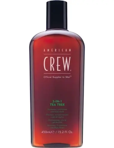 American Crew 3-In-1 Tea Tree Shampoo Conditioner & Body Wash 450ml 3418 American Crew Shampoo €15.90 -5%€12.83