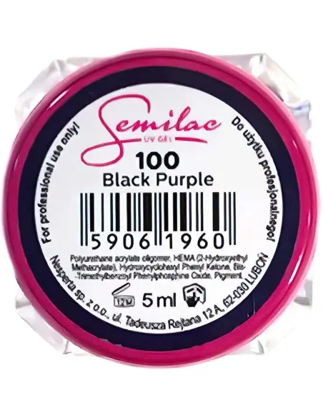Uv Gel Semilac 100 Μαύρο Μωβ 5ml 4223 Semilac