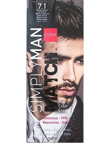 Hair Color Cream for Men Simply Man Match Ash Blonde 7.1 40ml 8092 Simply Man Hairdyes For Men €10.00 €8.06