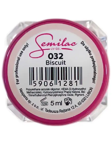 Semilac Uv Gel Biscuit 032 5ml OfSt-4209 Semilac UV Color Gel €4.00 €3.23