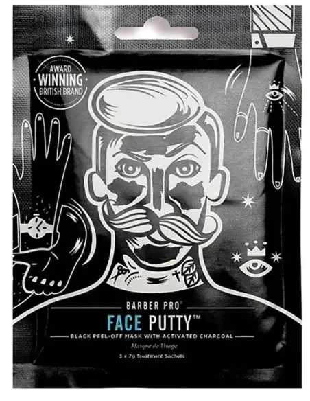Barber Pro Face Putty Peel-Off Mask with Activated Charcoal 3x7gr OfSt-6075 Barber Pro