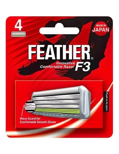 Feather F3 Triple Blade 4 Cartridges 8560 Feather Razor Blades €9.90 product_reduction_percent€7.98