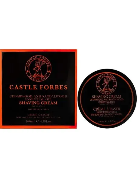 Castle Forbes Cedarwood & Sandalwood Essential Oil Shaving Cream 200ml Base-7869 Castle Forbes