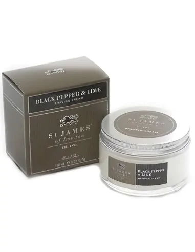 St James of London Black Pepper & Lime shaving cream jar 150ml 1243 St James of London