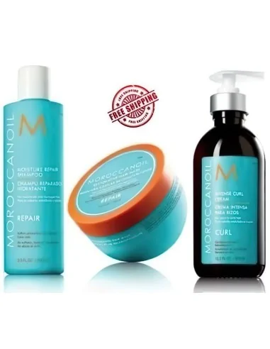 Moroccanoil Pack 5 Moisture Repair Shampoo 250ml & Restorative Hair Mask 250ml & Intense Curl Cream 300ml 1934 Moroccanoil