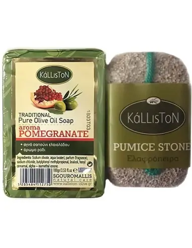 Kalliston Set Olive Oil Soap Pomegranate & Pumice Stone 100gr 6281 Kalliston