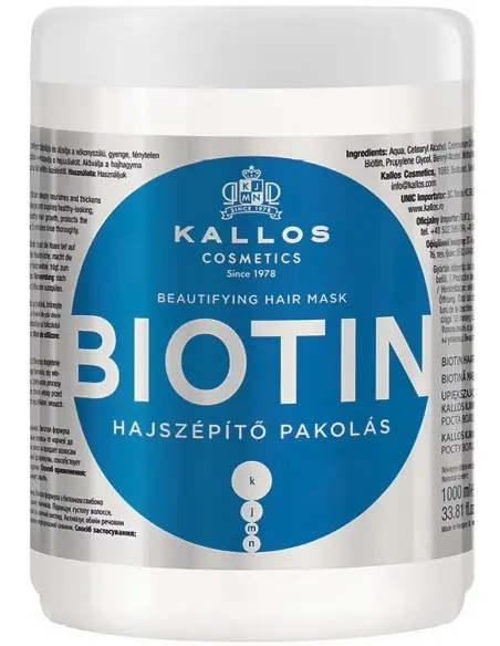 Beautifying Μάσκα Μαλλιών με Βιοτίνη Kallos 1000ml 12267 Kallos Cosmetics