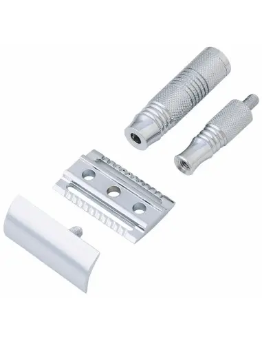 Ξυριστική Μηχανή Ασφαλείας DE Ταξιδίου Κλειστού Τύπου Pearl Shaving Με Δερμάτινη Θήκη STR-99 12385 Pearl Shaving