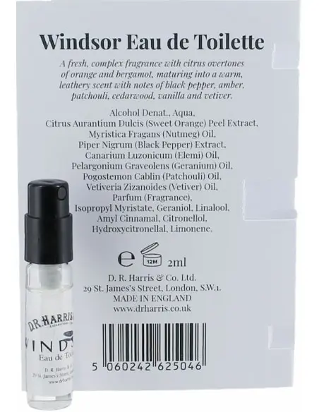 Eau De Toilette Windsor D.R Harris 2ml 13355 Dr. Harris & Co. Ltd Samples €2.50 €2.02