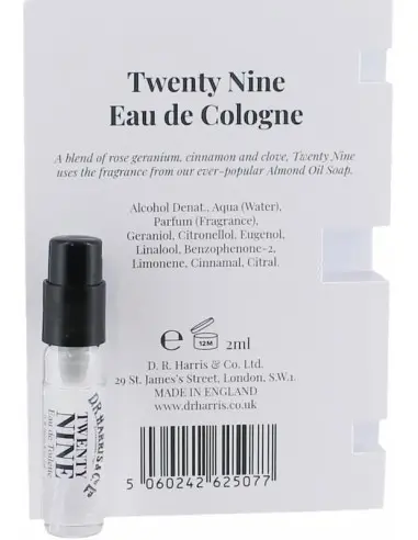 Eau De Toilette Twenty Nine D.R Harris 2ml 13356 Dr. Harris & Co. Ltd Samples €2.50 €2.02