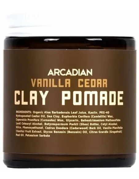 Hair Clay Pomade Strong Hold Vanilla Cedar Arcadian 115g 13795 Arcadian Strong Pomades €20.90 €16.85