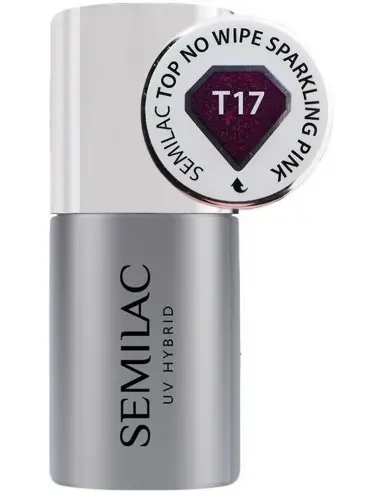 Uv Hybrid Top No Wipe Sparkling Pink T17 Semilac 7ml 13911 Semilac Semilac HyBrids €12.50 €10.08