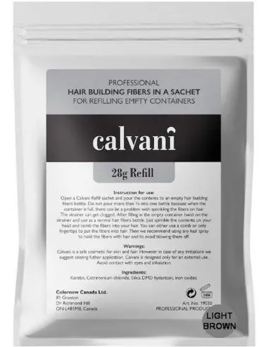 Ίνες Κερατίνης Πύκνωσης Μαλλιών Calvani Ανοιχτό Καστανό Refill 28gr 13954 Calvani Hair Building Fibers