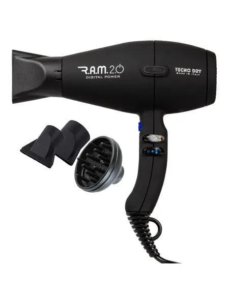 Tecno Dry Πιστολάκι Μαλλιών Ram 2.0 Black Brushless Line 2500w Base-ZA-14321 Tecno Dry